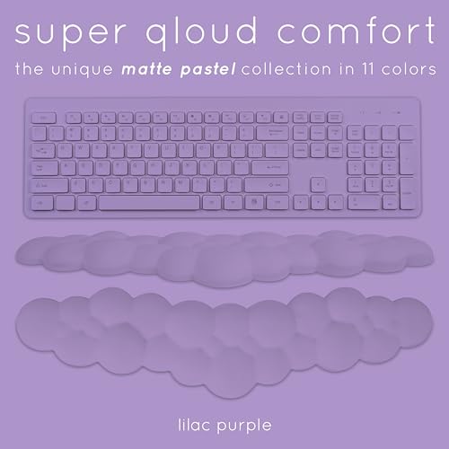 Purple Cloud Keyboard Wrist Rest – Create-ables Qloud Purple Wrist Rest for Computer Keyboard and Mouse, Ergonomic Memory Foam Wrist Pad with Non-Slip Base, Includes Cloud Mouse Pad - color: 08 Lilac Purple