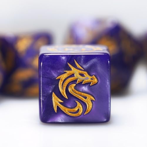 dice Set for Dungeon and Dragons D&D MTG 7-Die RPG Polyhedral Dice，D20 D12 D10 D8 D6 D4 D% (Purple) - color: Purple