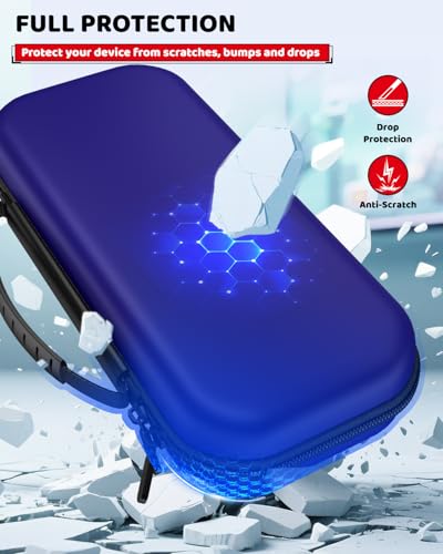 Switch 2 Slim Hard Shell Carry Case for Nintendo Switch 2 2025/Switch/OLED | Hard Shell Carrying Case with Soft Lining, 10 Card Slots, Durable Ballistic Nylon, Soft Silicone Handle, Switch2 Carry Case - color: Blue