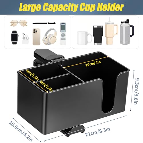 MYITYARD 4 in 1 Desk Cup Holder Clamp, Detachable Clip On Drink Holder with Rotating Headphone Hanger, Anti-Spill Desktop Organizer Pen Holder for Mug, Pen, Phone, Gaming Office Desk Accessories - color: Detachable Desk Cup Holder