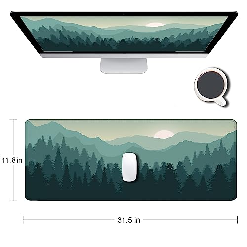 Mouse Pad Gaming, Large Mouse Pads for Desk, Keyboard Mouse Mat Desk Pad, Non-Slip Rubber Base with Stitched Edges Mousepad, 31.5x11.8 inch Abstract Landscape Mountain - color: 10 Abstract Landscape Mountain