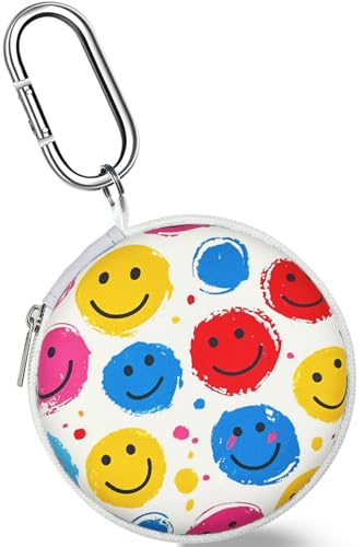Earbud Case Headphone Organizer Ear Bud Case Portable EVA Carrying Box Storage Bag with Carabiner for AirPods Beats Bose Galaxy Buds 4/3/FE Data Cable Storage (Smiling Face) - color: Smiling Face