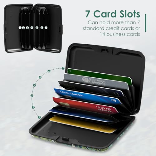 Credit Card Holder RFID Blocking, Mini Aluminum Hard Case, Plant Flowers Small Business Metal Wallet for Women Men - color: Plant Flowers