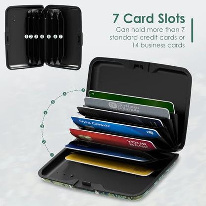 Credit Card Holder RFID Blocking, Mini Aluminum Hard Case, Plant Flowers Small Business Metal Wallet for Women Men - color: Plant Flowers