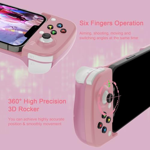 Joso Phone Controller for iPhone/Android Support Phone Case, Mobile Gaming Controller with Ergonomic Design - Wireless Gamepad for Cloud Gaming & PS Remote Play - color: Pink