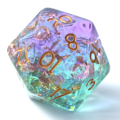 Prismatic Realm Resin Dice Set for DND – 7pc Polyhedral Set with Glitter & Foil – Stunning and Cool RPG Dice for Dungeons & Dragons, and Other TTRPGs – Unique Natural Distribution - color: Prismatic Realm