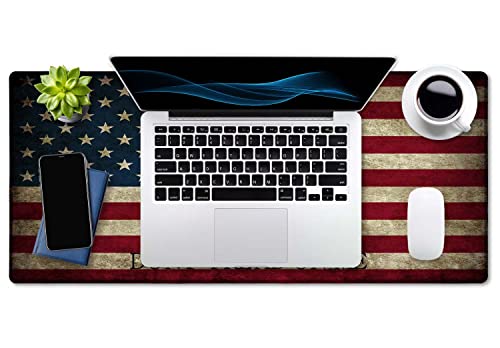 SSOIU Desk Mat,Large Mouse Pad 35.5" x 15.7" XXL Extended Gaming Mouse Pad Mat with Non-Slip Base Stitched Edge Mousepad for Computer,Office,Keyboard and Laptop - Don't Tread On Me American US Flag - color: Don't Tread on Me