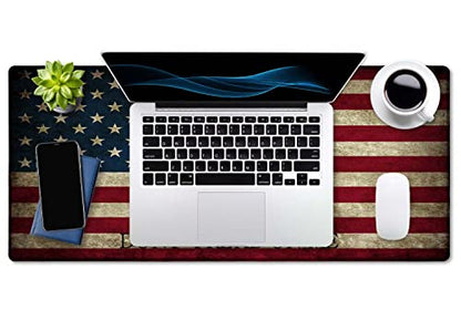 SSOIU Desk Mat,Large Mouse Pad 35.5" x 15.7" XXL Extended Gaming Mouse Pad Mat with Non-Slip Base Stitched Edge Mousepad for Computer,Office,Keyboard and Laptop - Don't Tread On Me American US Flag - color: Don't Tread on Me