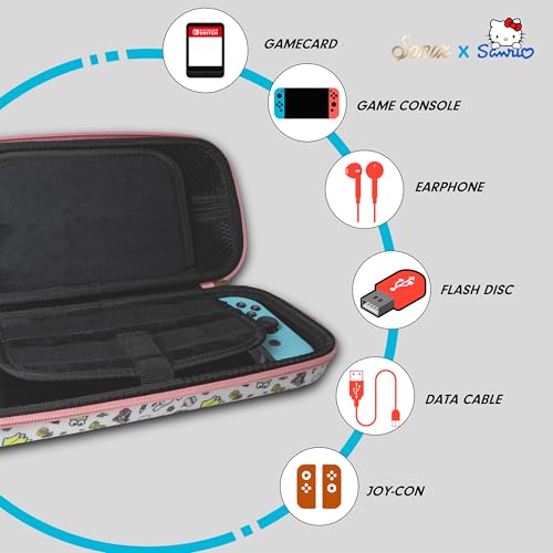 Sonix x Sanrio Carrying Case for Nintendo Switch 1, Protective Travel Case | Hello Kitty and Friends College Letters - color: Hello Kitty & Friends College Letters