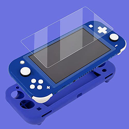 Protective Case for Nintendo Switch Lite, Soft Grip Case Cover with Comfort Ergonomic Handles for Nintendo Switch Lite 2019 [Self Stand][4 Thumb Stick Caps] (Silicone-Blue) - color: 실리콘-블루