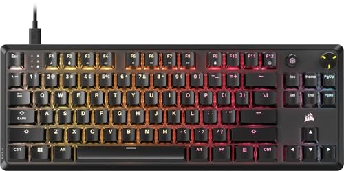 Corsair K70 CORE TKL RGB Tenkeyless Mechanical Wired Gaming Keyboard – Pre-Lubed MLX Red v2 Linear Switches, SOCD, ABS Double-Shot Keycaps, Sound Dampening, 1000Hz Polling, QWERTY NA – Black - style: Wired