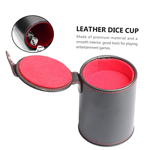 1Set Leather Dice Cup Professional Dice Container with Double Layer Lids Storage Compartment Includes Shaking Cup Dice for Family Games
