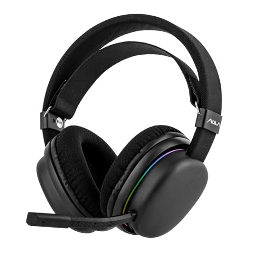 MechLands Aula G7 Wireless Gaming Headset for PS4/PS5/PC/Switch, Over-Ear Headphones with Detachable Noise Canceling Mic, RGB, Surround Sound, 60H Battery, 2.4GHz/BT/Wired (Black) - color: Black