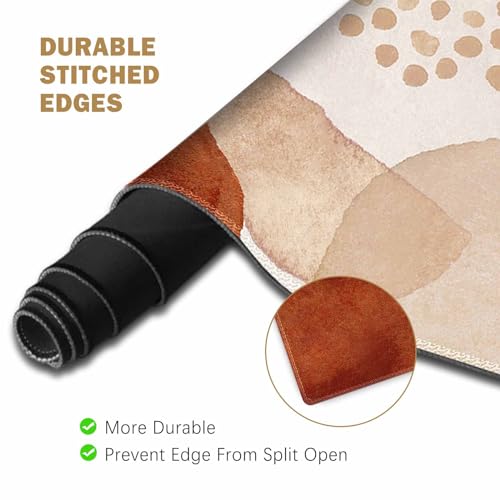 ToLuLu Extended Gaming Mouse Pad, Memory Foam Ergonomic Keyboard Mouse Wrist Rest Support Set, Large Desk Mat with Stitched Edges, Non-Slip Base Mousepad for Home Office and Game, Brown Boho Art - color: Brown Boho Art