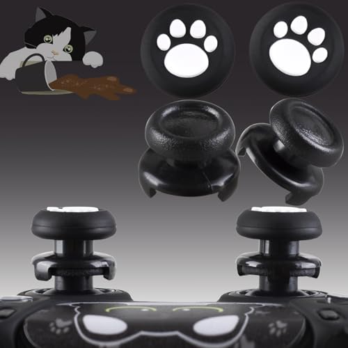 Silicone Skin Cover Sticker x 1 & Extender Grips x 2 for PS5 Controller Cats Black - color: 1