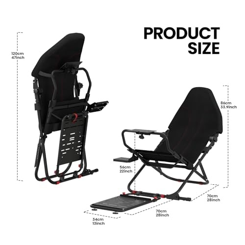 RACGTING Foldable Sim Racing Cockpit for Logitech Thrustmaster MOZA | 90% pre-assembled, Quick assembly, Space-saving Storage, Sturdy Steel frame, For apartments & living rooms