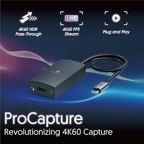 4K60 HDMI to USB-C Capture Dongle with Scaler, Stream up to 4K60, HDMI 2.0, HDR, Ultra Low Latency, for Gaming Xbox, PS5, PC, USB3.1, No Driver Required, for OBS, TAA Compliant