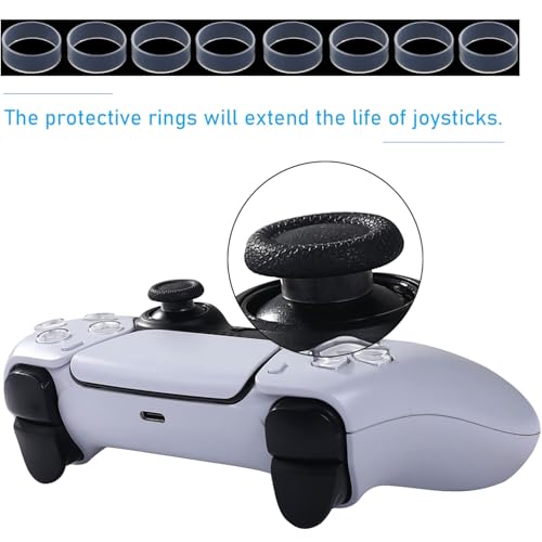 8 Pack Replacement Thumbsticks for DualSense PS5 Controller, Custom Analog Thumb Stick Joystick Grip Replacement for PlayStation 5 Controller, for PS4 All Model Controller - size: Black