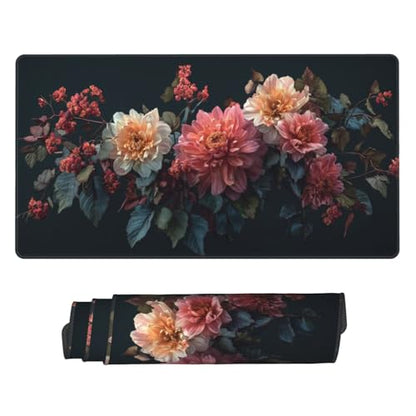 MTG Playmat Flower Art TCG Mat Board Game Card Game Trading Card Game Play Mat Desk Pad Original Hand Painted Stitched Edges Smooth Surface Rubber Base 23.5x13.8in
