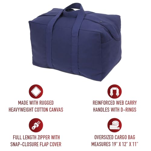 Rothco Small Canvas Parachute Cargo Bag – Rugged Outdoor Storage Travel Duffle - color: Navy Blue