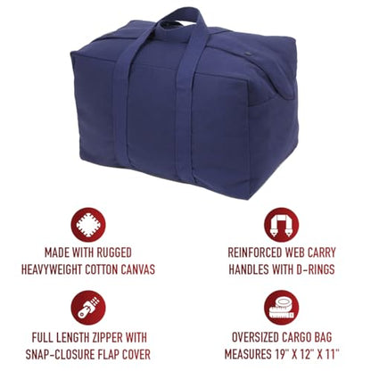 Rothco Small Canvas Parachute Cargo Bag – Rugged Outdoor Storage Travel Duffle - color: Navy Blue
