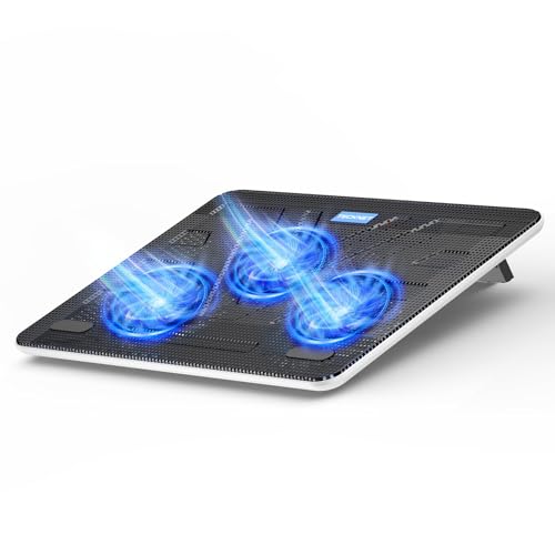 TECKNET Laptop Cooling Pad, Portable Slim Laptop Cooler for 12"-17" Laptops | 60% High-Efficiency Cooling, Whisper-Quiet Design, Dual USB Ports, LED Working Indicator, Alloy Material Mesh - color: Bright white