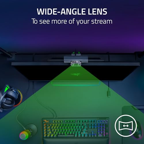 Razer Kiyo V2 X - Full HD Webcam 1080p, 60 FPS for Creators - Auto Focus - Wide Angle Lens - Built-in Microphone - Compatible with Open Broadcaster Software OBS and Xsplit | Black