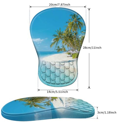 YIWEI Ergonomic Mouse Pad with Wrist Rest for Carpal Tunnel Pain Relief | Memory Foam Wrist Support,Non-Slip Rubber Base, Keyboard Computer Mousepad,Lycra Cloth Surface,Gaming Home Office - color: Beach-2