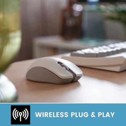 Perixx PERIMICE-621M Wireless Mouse - Silent Click with Ergo Design - Compatible for Desktop and Laptop PC - Wireless 2.4 GHz - Beige - style: Wireless Beige