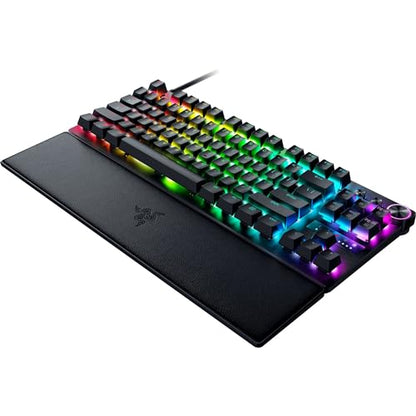 Razer Huntsman V3 Pro TKL Esports Gaming Keyboard: Analog Optical Switches - Razer Snap Tap - Rapid Trigger - Adjustable Actuation - Media Keys & Dial - Doubleshot PBT Keycaps - Wrist Rest - Black - color: Black, size: TKL, style: 1000 Hz Polling