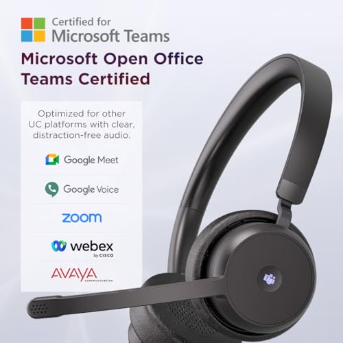 Lenovo Wireless VoIP Headset Teams Certified, Noise-Canceling Mic, Bluetooth 5.3 Multipoint, USB-A Receiver, 31-Hour Talk & 60-Hour Playback, Lightweight Over-Ear Design, Replaceable Earcups - style: Wireless - ENC (Teams)