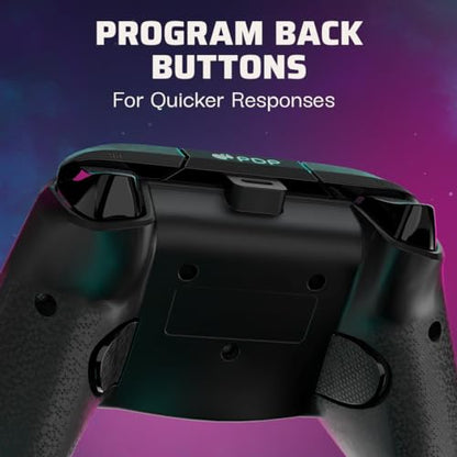 PDP Gaming REMATCH GLOW Enhanced Wired Controller: Licensed Xbox Series X|S Gamepad, Xbox One, Windows PC, Mappable Back Buttons, Audio Control, Customizable Companion App: Space Dust Glow in the Dark - color: Space Dust (Glow in the Dark), style: Control
