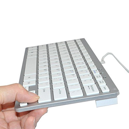 iKKEGOL USB Slim Mini Wired 78 Key Small Super Thin Compact Keyboard for Desktop Laptop PC Win 7 Mac (White) - color: Silver + White