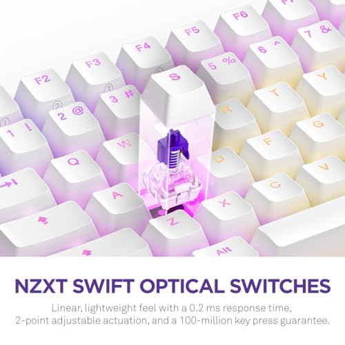 NZXT Function 2 MiniTKL Wired Tenkeyless Optical Gaming Keyboard - 8K Polling Rate - Linear Optical Switches - Adjustable Actuation - Double-Shot PBT Keycaps - RGB - Hot-Swappable - White - color: White, size: Mini Tenkeyless, style: Function 2