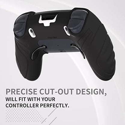 PlayVital Guardian Edition Anti-Slip Ergonomic Silicone Cover Case for ps5 Edge Controller, Soft Rubber Protector Skin for ps5 Edge Wireless Controller with Thumb Grip Caps - Black - color: Black