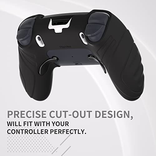 PlayVital Guardian Edition Anti-Slip Ergonomic Silicone Cover Case for ps5 Edge Controller, Soft Rubber Protector Skin for ps5 Edge Wireless Controller with Thumb Grip Caps - Black - color: Black