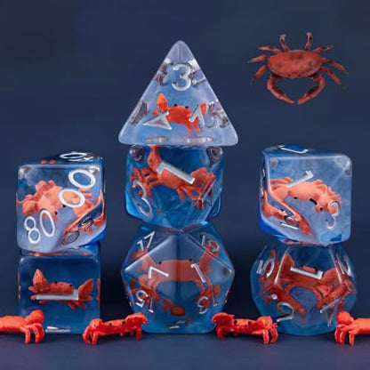 Resin Dice Set,Polyhedral Dice Crab Dice,RPG D&D Dice Set for Dungeons and Dragons MTG RPG Role Playing Games - color: Crab