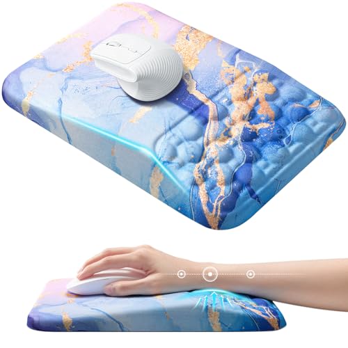 Ospelelf Mouse Pad with Wrist Rest Ergonomic Comfortable Pain Relief Mousepad Wrist Support for Computer Blue Marble - color: Blue Marble