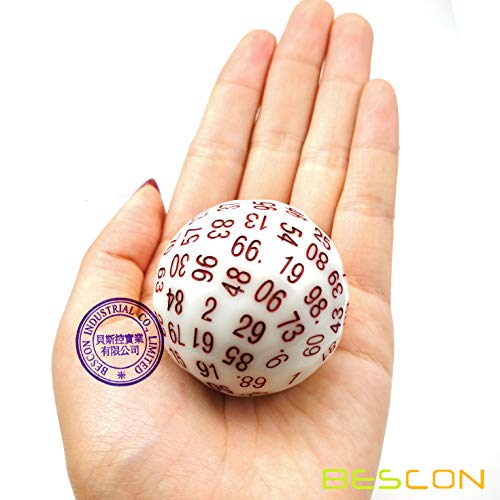 Bescon Super Jade Glow in Dark Polyhedral Dice 100 Sides, Luminous D100 die, 100 Sided Cube, Glowing D100 Game Dice - color: Jade Glowing