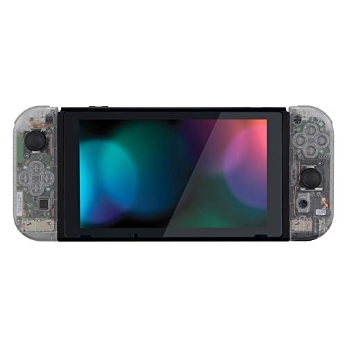 eXtremeRate DIY Replacement Shell Buttons for Nintendo Switch, Back Plate for Switch Console, Housing with Full Set Buttons for Joycon Handheld Controller - Transparent Clear [No Electronics Parts] - color: Clear