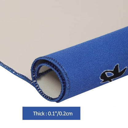 Mahjong Mat with 3 Dice & Carrying Bag, Anti Slip and Noise Reduction Mahjong Table Mat for Poker, Card, Board & Tile Games (Blue, 31.5 inches,Thick：0.1"/2mm) - color: Blue