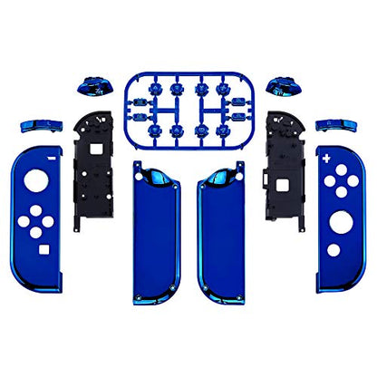 eXtremeRate DIY Replacement Shell Buttons for Nintendo Switch & Switch OLED, Chrome Blue Custom Housing Case with Full Set Button for Joycon Handheld Controller - Console Shell NOT Included - color: Chrome Blue