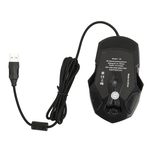 Sxhlseller RGB Gaming Mouse, Multifunction Ergonomic Wired Optical with Programmable Buttons and Backlight, 7200 DPI for Gaming, Work (Black)
