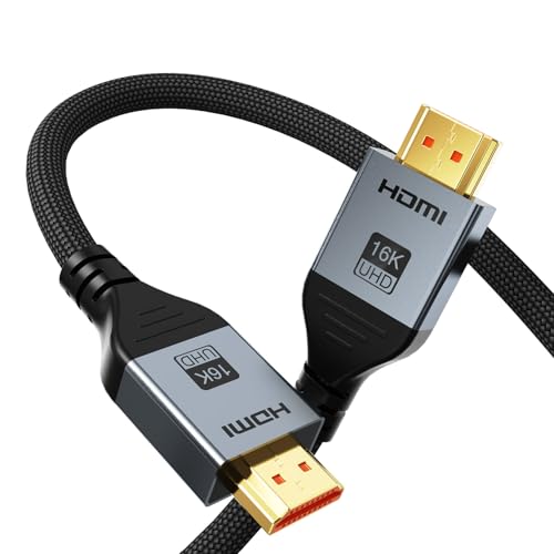 16K HDMI 2.2 Cable 16.4FT, 96Gbps Ultra High Speed 16K@60Hz 8K@120Hz 4K@480Hz HDMI Cord, HDCP 2.3 & HDR10 HDMI Cables for PS5/Xbox Series X|S/Roku TV/Gaming PC/Monitor/Blu-ray/Projector - size: 16.4 FT