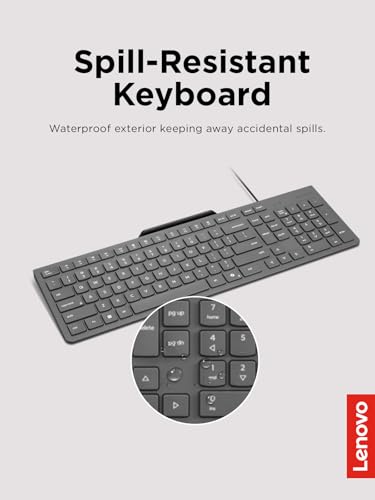 Lenovo 310 USB-A Wired Keyboard Mouse Combo, Quiet Keys, Ultra-Slim Gaming Design, Spill-Resistant, Integrated Phone Stand, Compatible w Laptop, PC, Tablet – Ergonomic Mouse Mechanical Keyboard USB - style: 310 USB-A Combo