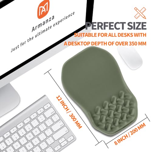Ergonomic Slope Mouse Pad Wrist Support, Wrist Rest Mousepad for Carpal Tunnel Pain Relief with Massage Bulge and Slow Rebound Memory Foam (12x8 inch, Olive Green) - color: Am020-olive Green
