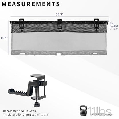 VIVO No Drill Clamp-on 55 inch Mesh Net Under Desk Cable Management Wire Organizer, Adjustable Home Office Standing Desk Cord Storage Sleeve, Black, DESK-AC55MH - size: 55"