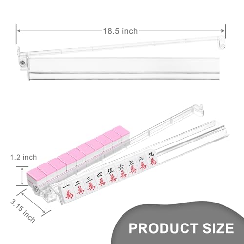 Mahjong Racks with Pushers 4PCS Set Majiang Tile Holder Acrylic Mahjong Racks Accessories and Gifts - color: Clear