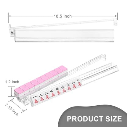 Mahjong Racks with Pushers 4PCS Set Majiang Tile Holder Acrylic Mahjong Racks Accessories and Gifts - color: Clear