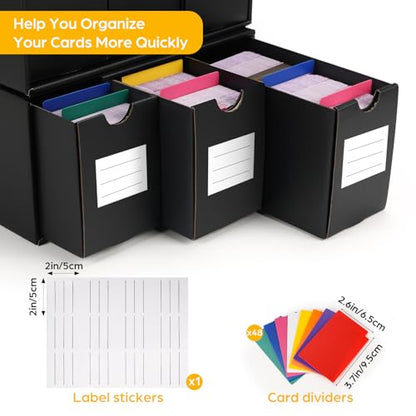RLAVBL 12-600 CT Trading Card Storage Box with 48 Dividers, 12000+ Card Deck Box for MTG, TCG, PTCG, and Sports Cards Organizer - size: Drawer-4 Sets